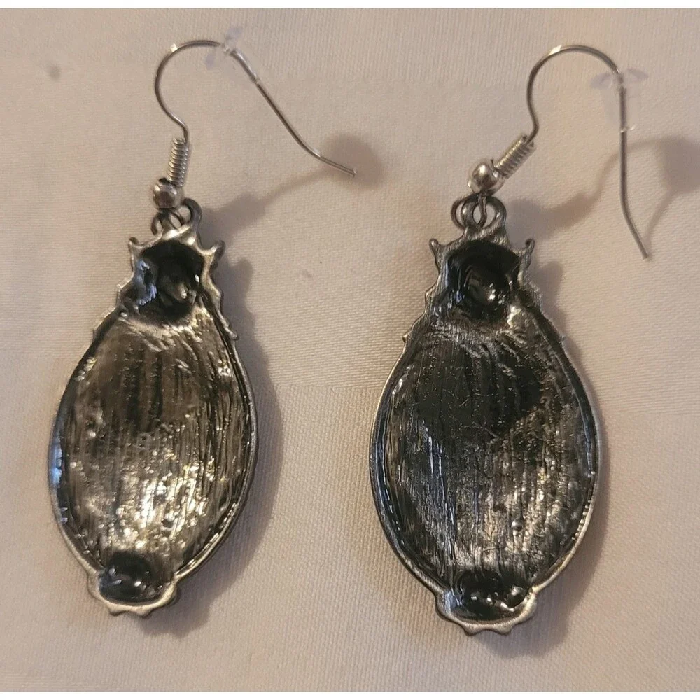 Haunted Mansion Inspired Dangle French Wire Hook Earrings Silver Tone